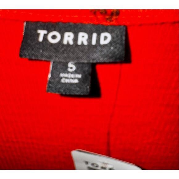 NWT Torrid Sweetheart Neckline Midi Dress Women's Size 5T Red Orange Feminine - Picture 6 of 7